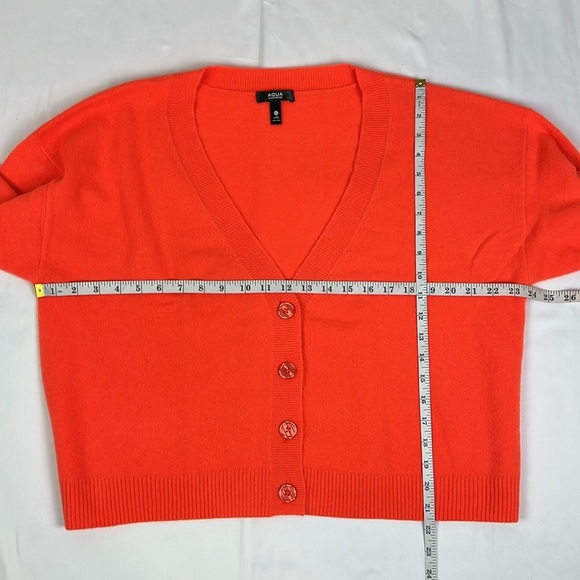 AQUA Cashmere New Women’s XXL Button Up V-Neck Cardigan Exclusive In Orangesicle - Picture 5 of 8